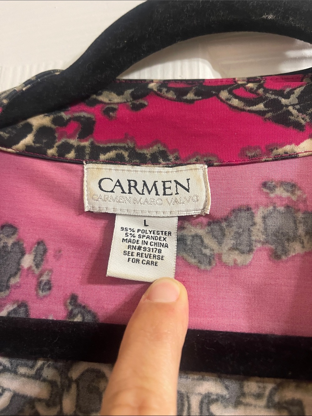 Carmen Marc Valvo Pink Chain & Leopard Wrap Blouse - Picture 2 of 5